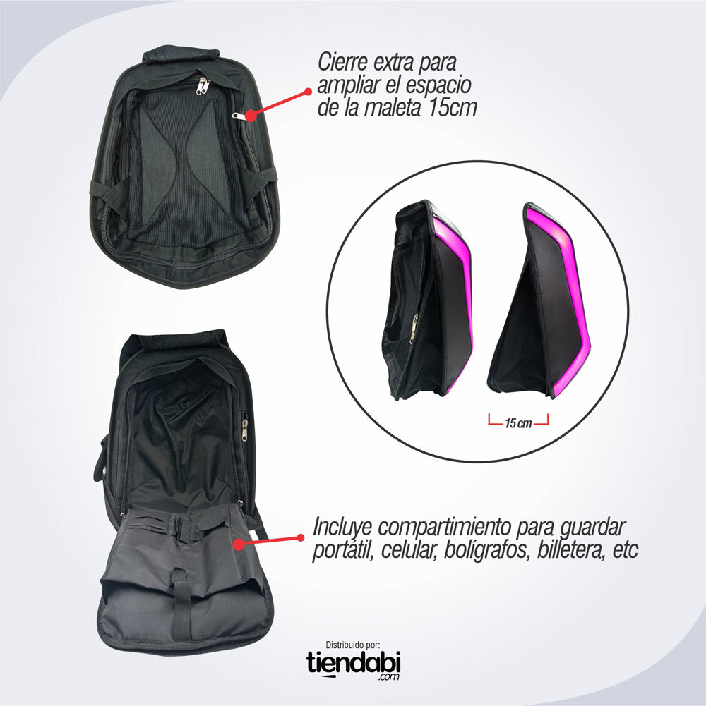 Mochila expandible rígida para motocicleta